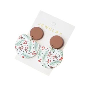 Holly Berries & Pine Dangle Earrings